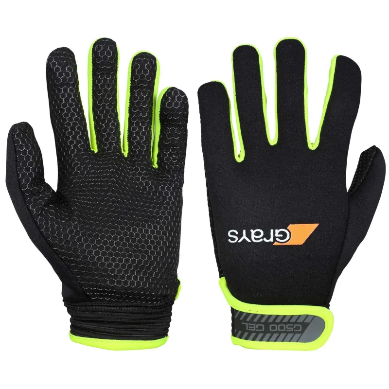 Grays G500 Gel Hockey Gloves - Black/Neon Yellow (2023/24)