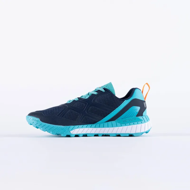 Grays Raid Junior Hockey Shoes - Navy/Teal (2023/24) - Image 5